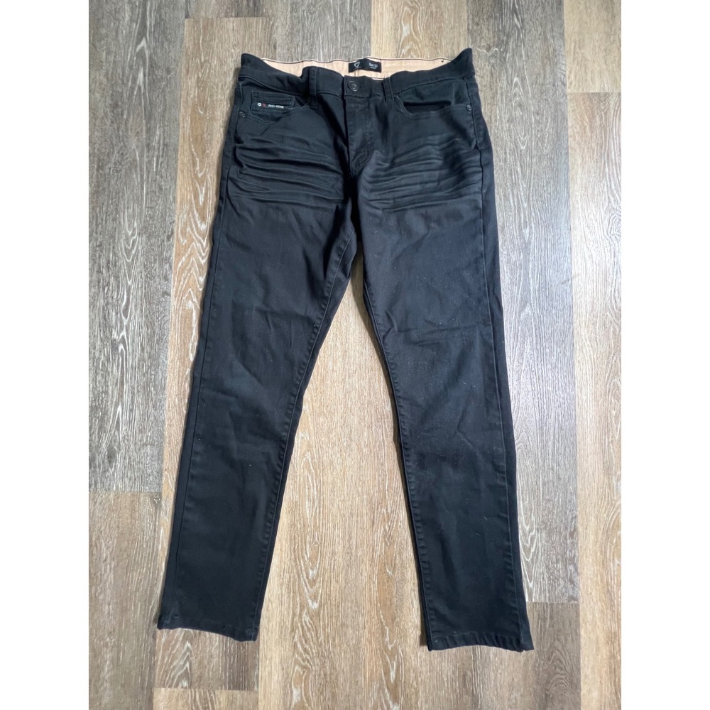 Fried Denim Slim Fit Jeans Mens 34x32 Black Moto Ribbed Pocket Streetwear